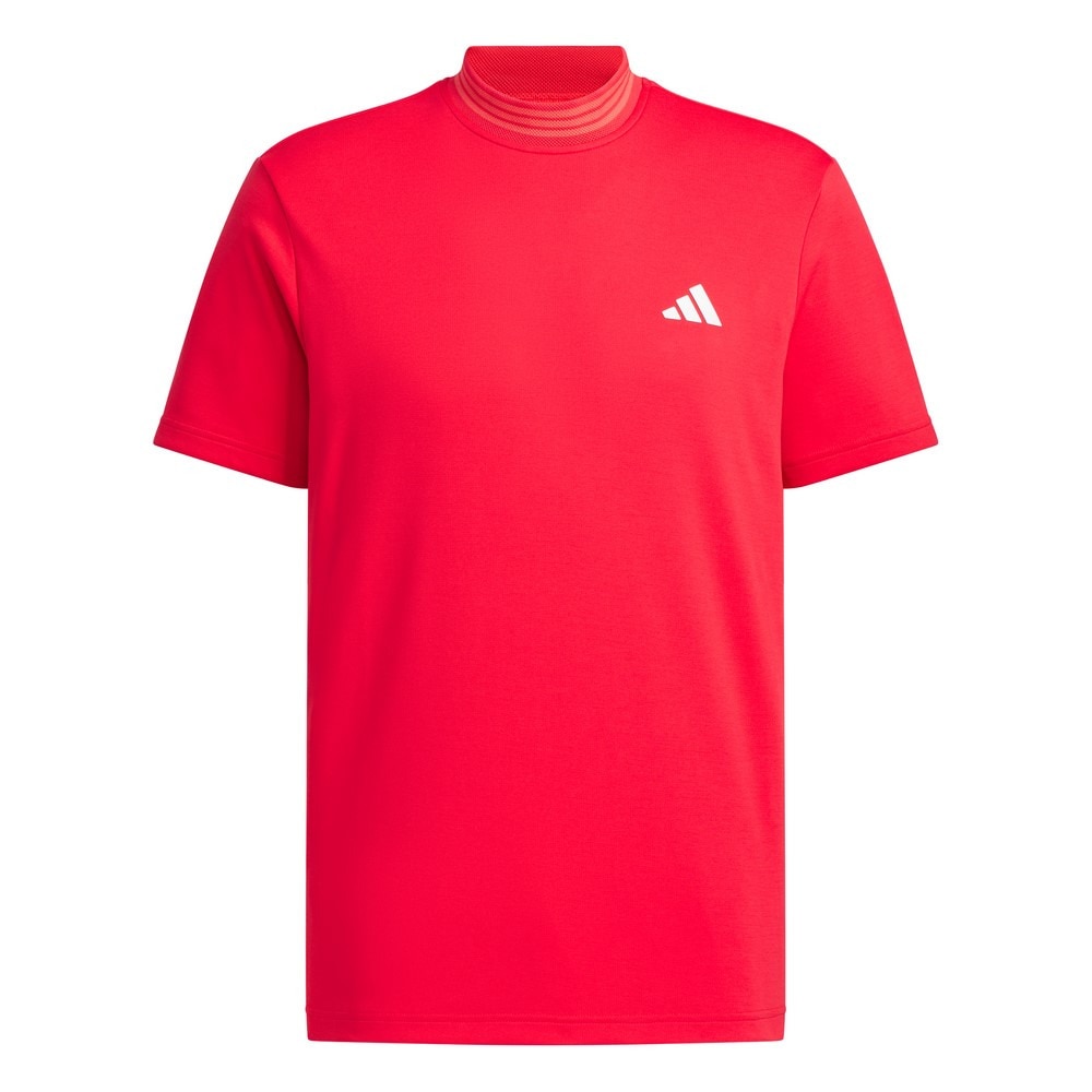 アディダス（adidas）（メンズ）ゴルフウェア スリーストライプス 半袖 モックネックシャツ KVH10-JF6270RED