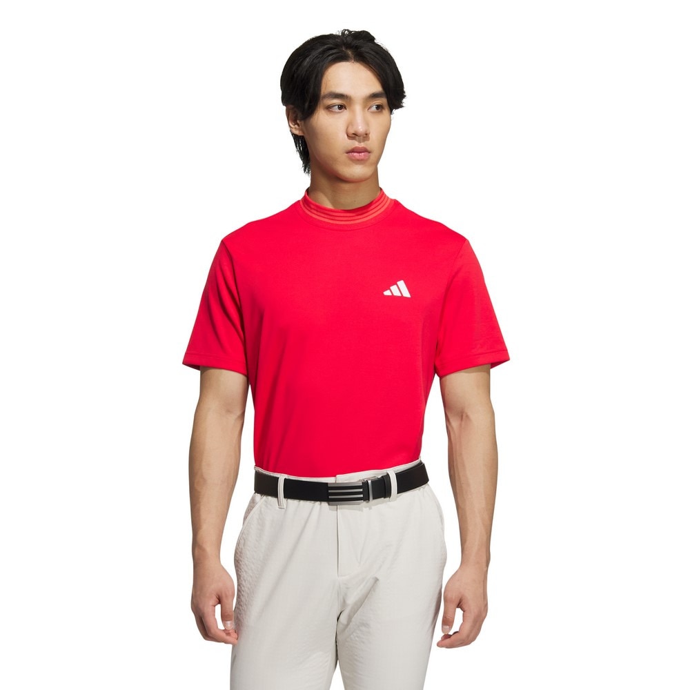 アディダス（adidas）（メンズ）ゴルフウェア スリーストライプス 半袖 モックネックシャツ KVH10-JF6270RED