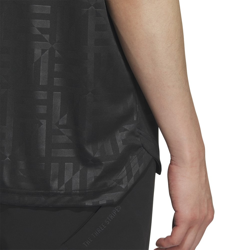 アディダス（adidas）（メンズ）ゴルフウェア BOSロゴ柄デボス モックネック 半袖シャツ KVH25-JF6278BLK