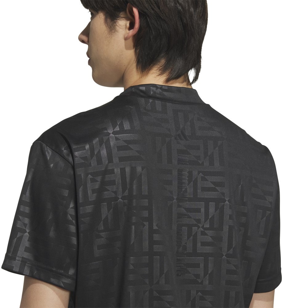 アディダス（adidas）（メンズ）ゴルフウェア BOSロゴ柄デボス モックネック 半袖シャツ KVH25-JF6278BLK