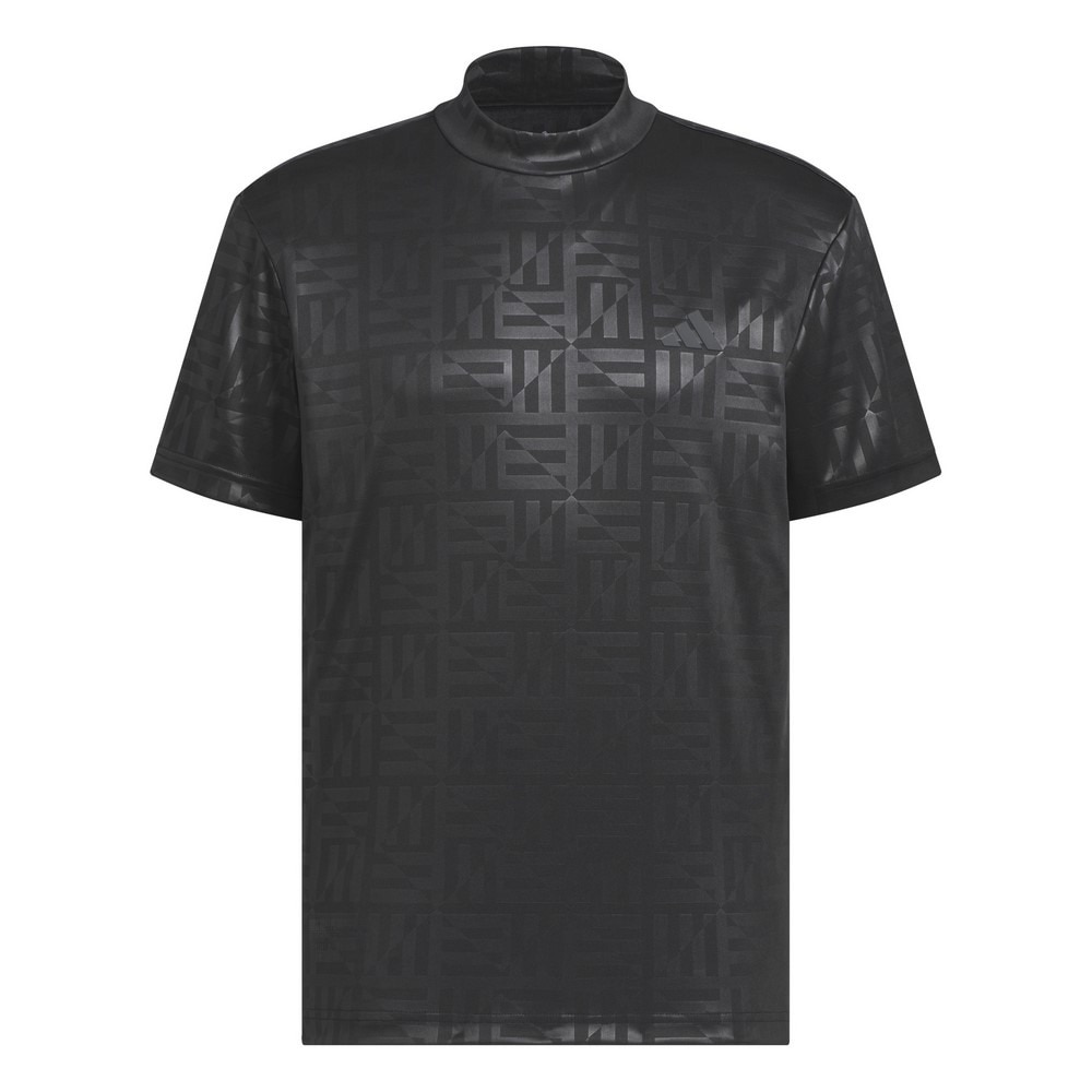 アディダス（adidas）（メンズ）ゴルフウェア BOSロゴ柄デボス モックネック 半袖シャツ KVH25-JF6278BLK