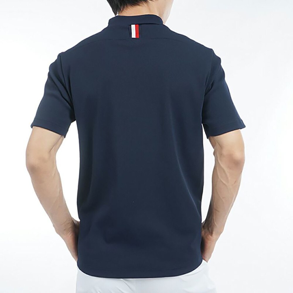 トミー ヒルフィガー ゴルフ（TOMMY HILFIGER GOLF）（メンズ）ゴルフウェア 吸水速乾 マルチフラッグ 半袖モックネックシャツ THMA503-NVY