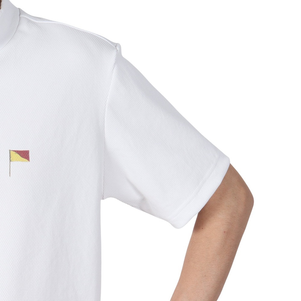 トミー ヒルフィガー ゴルフ（TOMMY HILFIGER GOLF）（メンズ）ゴルフウェア 吸水速乾 マルチフラッグ モックネック半袖 シャツ THMA503-WHT