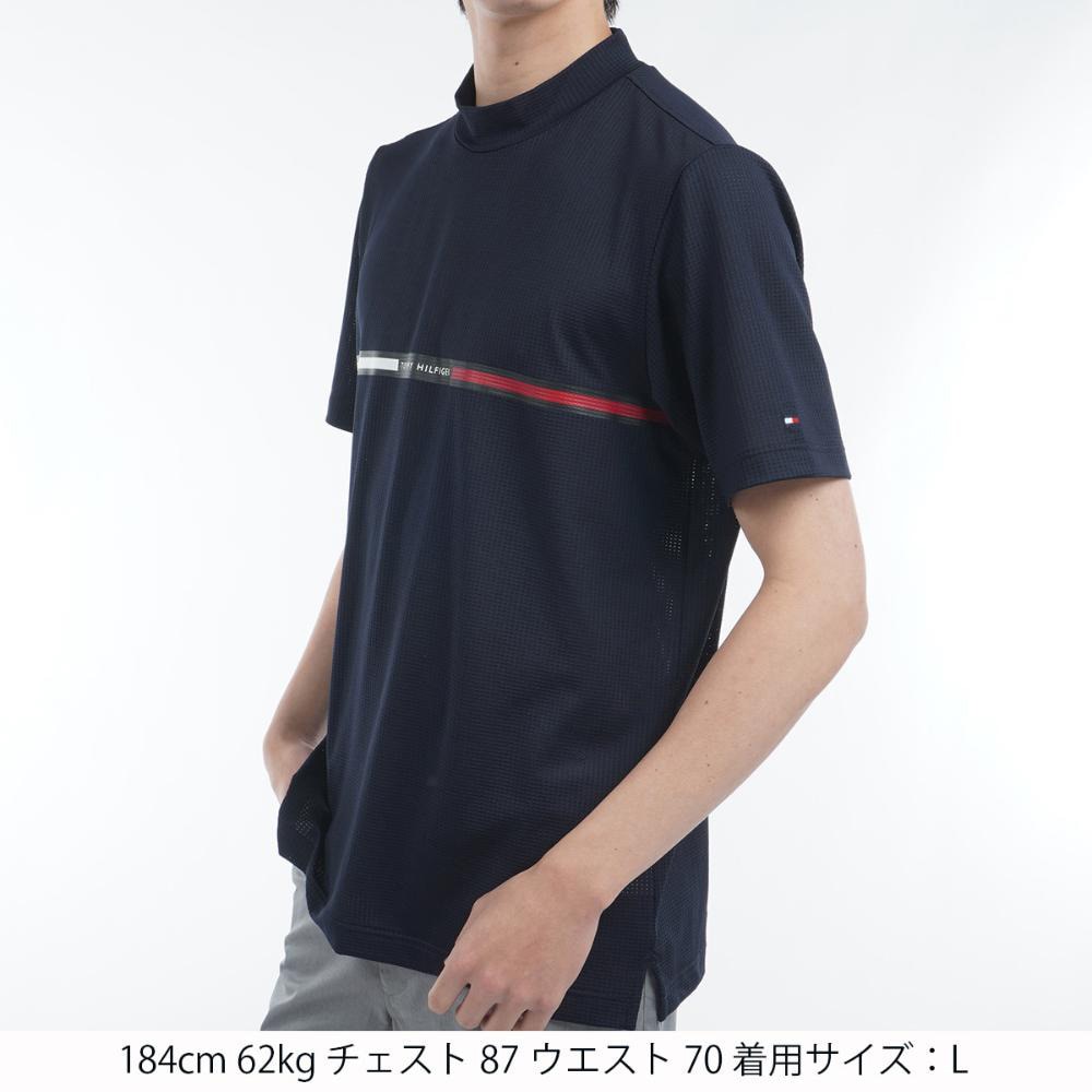 トミー ヒルフィガー ゴルフ（TOMMY HILFIGER GOLF）（メンズ）ゴルフウェア 吸水速乾 抗菌防臭 HILFIGER 半袖モックネックシャツ THMA527-NVY