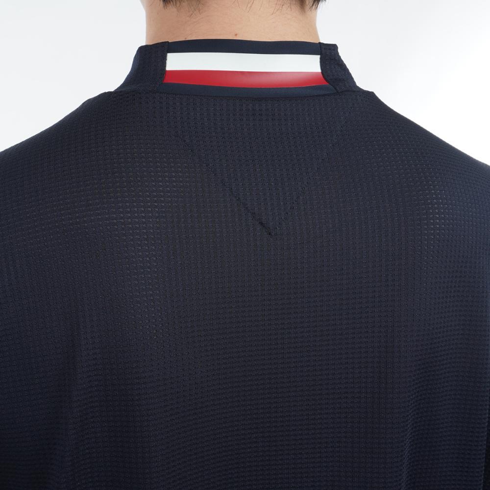 トミー ヒルフィガー ゴルフ（TOMMY HILFIGER GOLF）（メンズ）ゴルフウェア 吸水速乾 抗菌防臭 HILFIGER 半袖モックネックシャツ THMA527-NVY