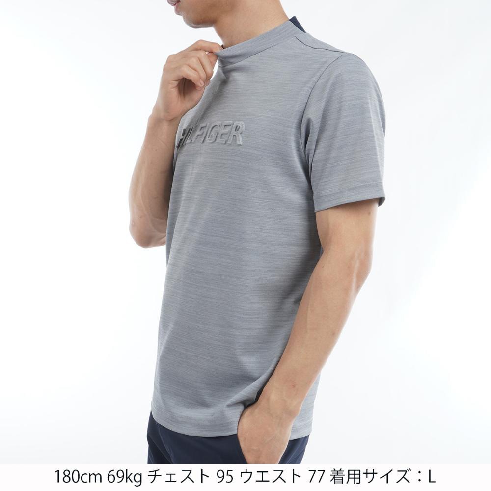 トミー ヒルフィガー ゴルフ（TOMMY HILFIGER GOLF）（メンズ）ゴルフウェア 吸水速乾 エンボスロゴ 半袖モックネックシャツ THMA532-GRY