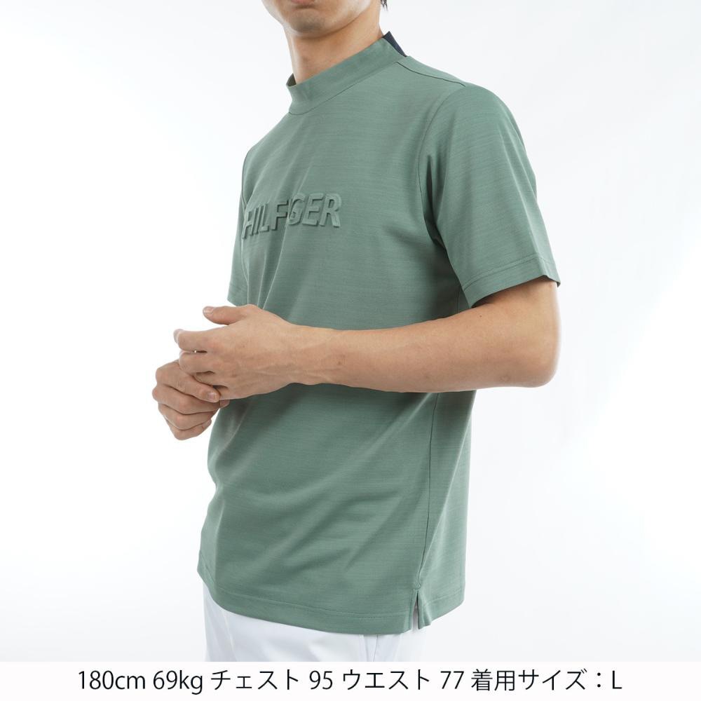 トミー ヒルフィガー ゴルフ（TOMMY HILFIGER GOLF）（メンズ）ゴルフウェア 吸水速乾 エンボスロゴ 半袖モックネックシャツ THMA532-OLV