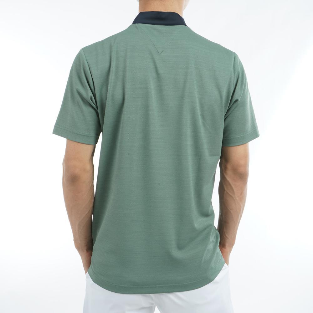 トミー ヒルフィガー ゴルフ（TOMMY HILFIGER GOLF）（メンズ）ゴルフウェア 吸水速乾 エンボスロゴ 半袖モックネックシャツ THMA532-OLV