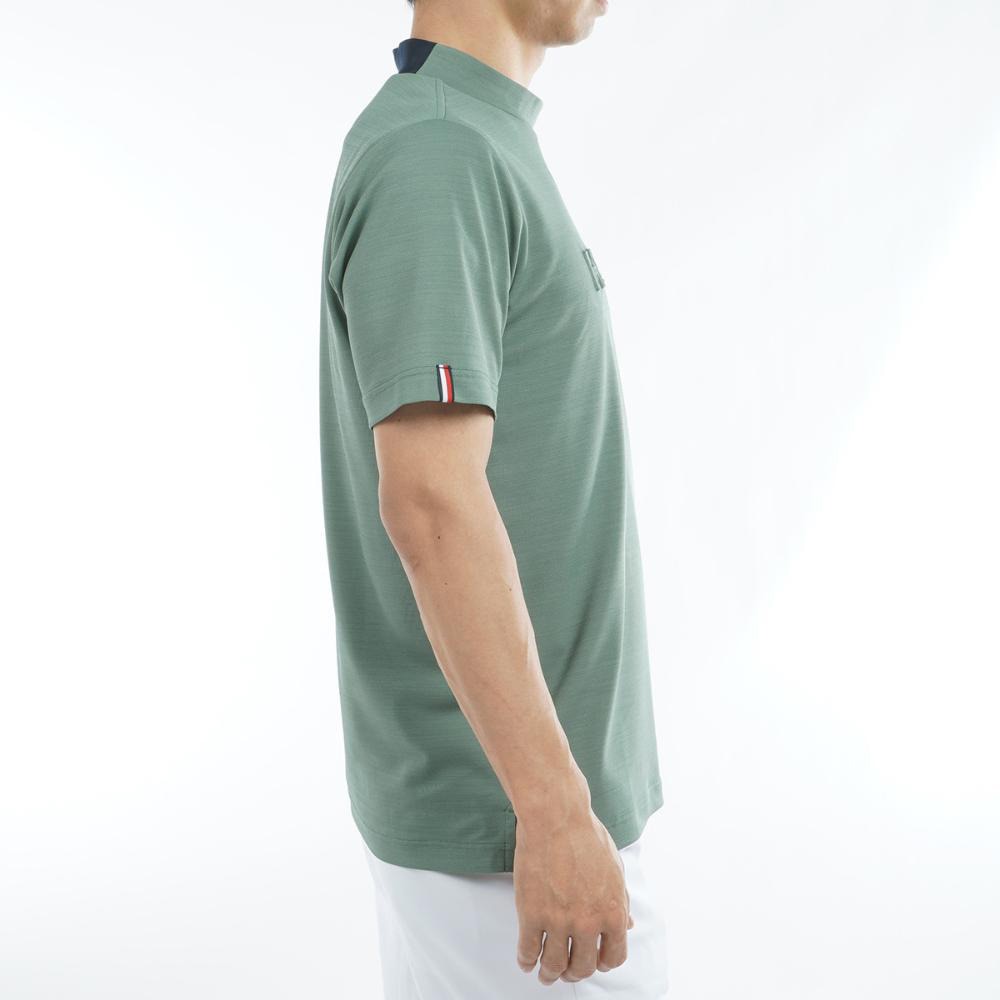 トミー ヒルフィガー ゴルフ（TOMMY HILFIGER GOLF）（メンズ）ゴルフウェア 吸水速乾 エンボスロゴ 半袖モックネックシャツ THMA532-OLV