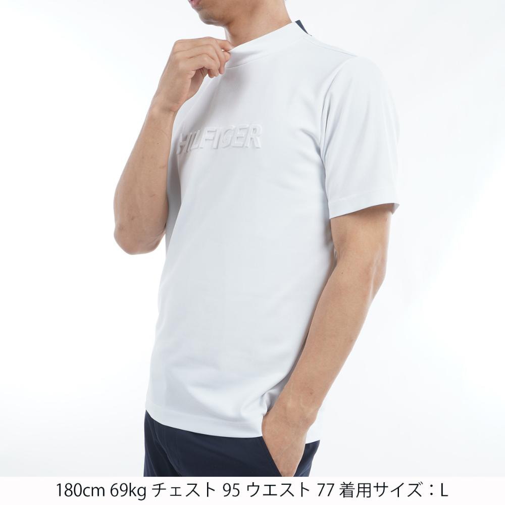 トミー ヒルフィガー ゴルフ（TOMMY HILFIGER GOLF）（メンズ）ゴルフウェア 吸水速乾 エンボスロゴ 半袖モックネックシャツ THMA532-WHT