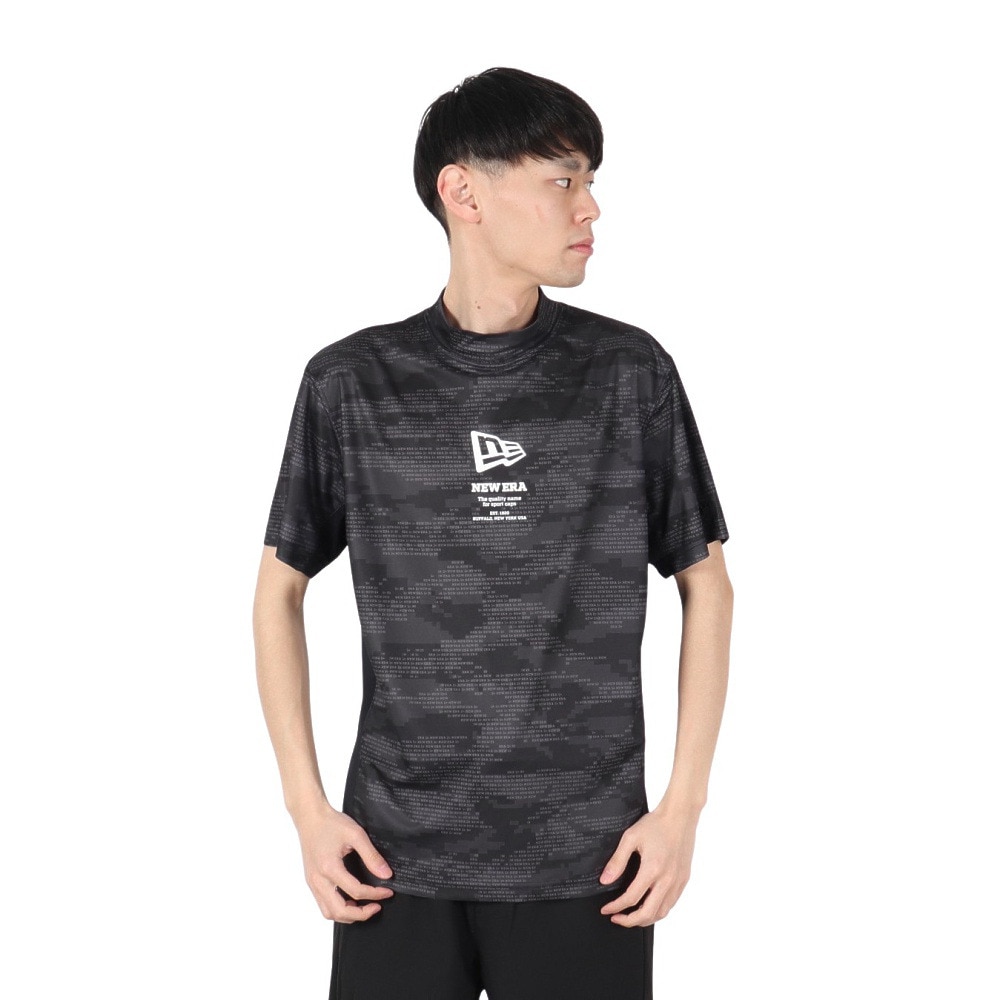 ニューエラ（NEW ERA）（メンズ、レディース）ゴルフウェア 吸汗速乾 抗菌 半袖 ミッドネック 鹿の子 Tシャツ Digital Camo 14391501