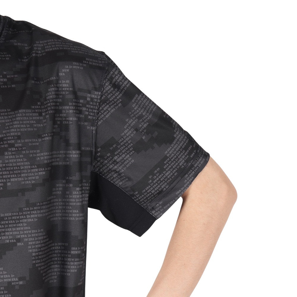 ニューエラ（NEW ERA）（メンズ、レディース）ゴルフウェア 吸汗速乾 抗菌 半袖 ミッドネック 鹿の子 Tシャツ Digital Camo 14391501