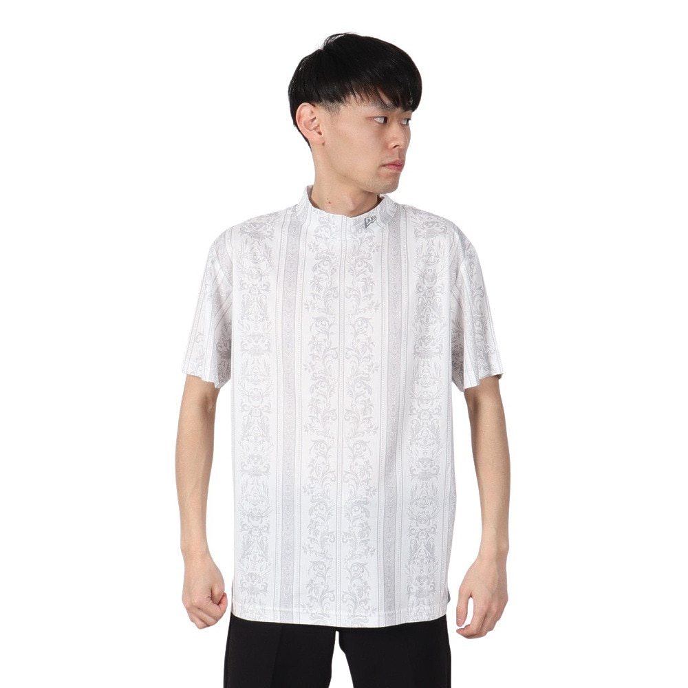 ニューエラ（NEW ERA）（メンズ）ゴルフウェア 吸汗速乾 抗菌 半袖 ミッドネック 鹿の子 Tシャツ Bandana All Over 14391502