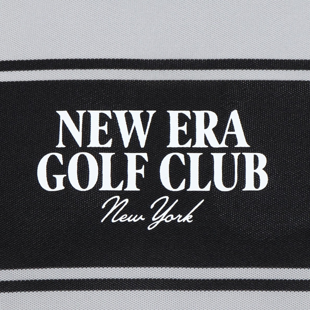 ニューエラ（NEW ERA）（メンズ、レディース）ゴルフウェア 吸汗速乾 ボーダー柄 鹿の子 ミッドネック 半袖Tシャツ グレー/ブラック 14666318