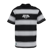 (メンズ、レディース)ゴルフウェア 吸汗速乾 ボーダー柄 鹿の子 ミッドネック 半袖Tシャツ グレー/ブラック 14666318