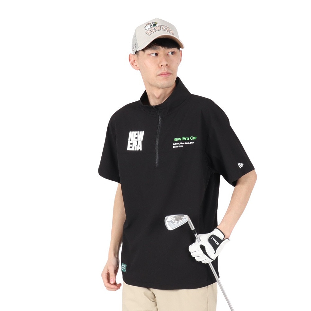 ニューエラ（NEW ERA）（メンズ、レディース）ゴルフウェア 撥水 軽量 半袖 ハーフジップ クロスウェア ジャケット スクエアニューエラ 14666322