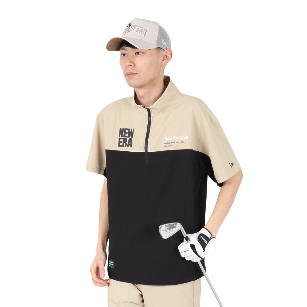 ニューエラ（NEW ERA）（メンズ、レディース）ゴルフウェア 撥水 軽量 半袖 ハーフジップ クロスウェア ジャケット スクエアニューエラ 14666323