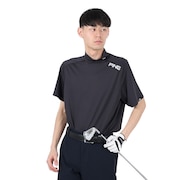 (メンズ)モックネック ゴルフ 半袖 メッシュパネル ジャカード ハイネックシャツ 621-5167201