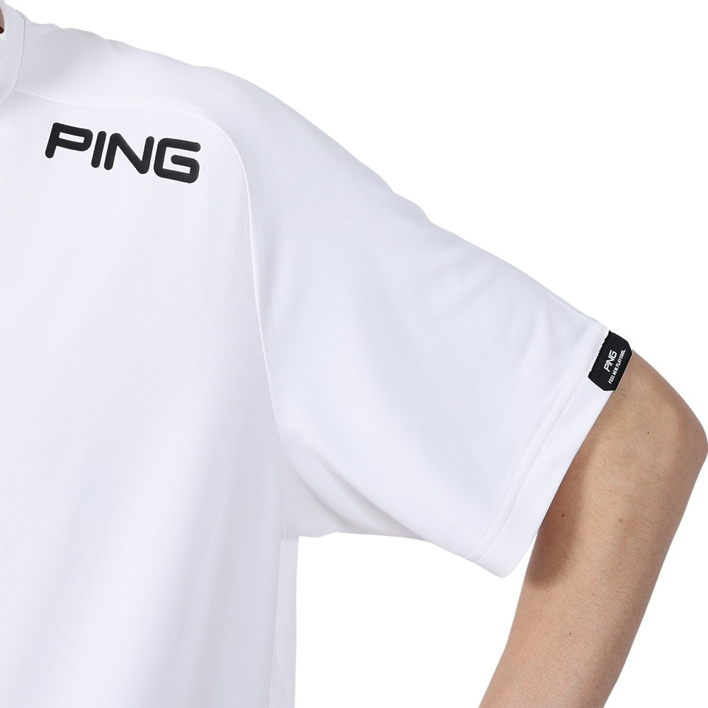ピン（PING）（メンズ）ゴルフウェア モックネック 半袖 メッシュパネル ジャカード ハイネックシャツ 621-5167201-030