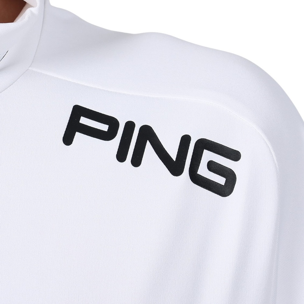 ピン（PING）（メンズ）ゴルフウェア モックネック 半袖 メッシュパネル ジャカード ハイネックシャツ 621-5167201-030