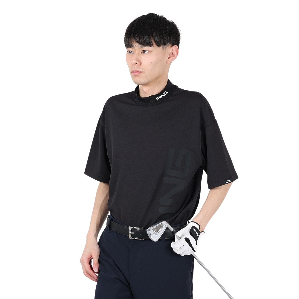 ピン（PING）（メンズ）ゴルフウェア モックネック 半袖 ダブルメッシュ ハイネックシャツ 621-5167305-010