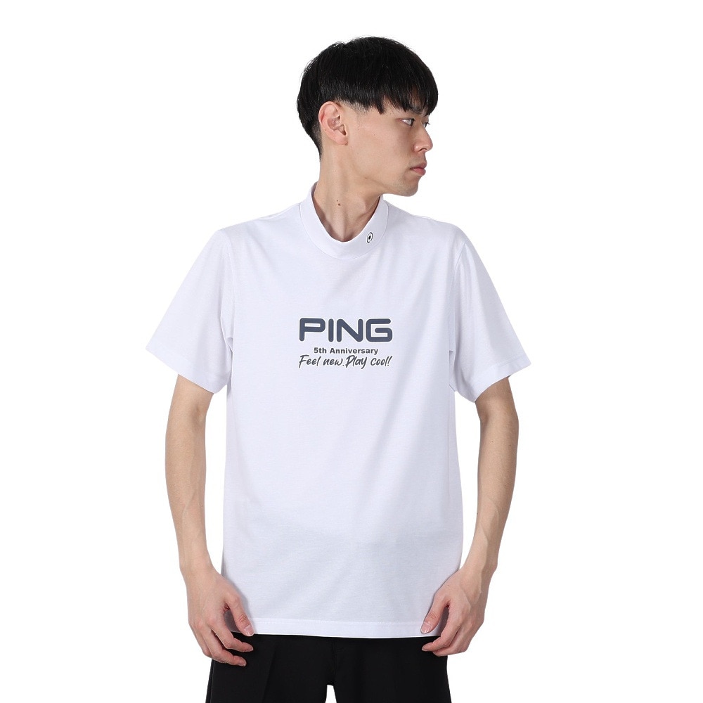 ピン（PING）（メンズ）ゴルフウェア モックネック プレーティング天竺 半袖ハイネックシャツ 621-5167307-030