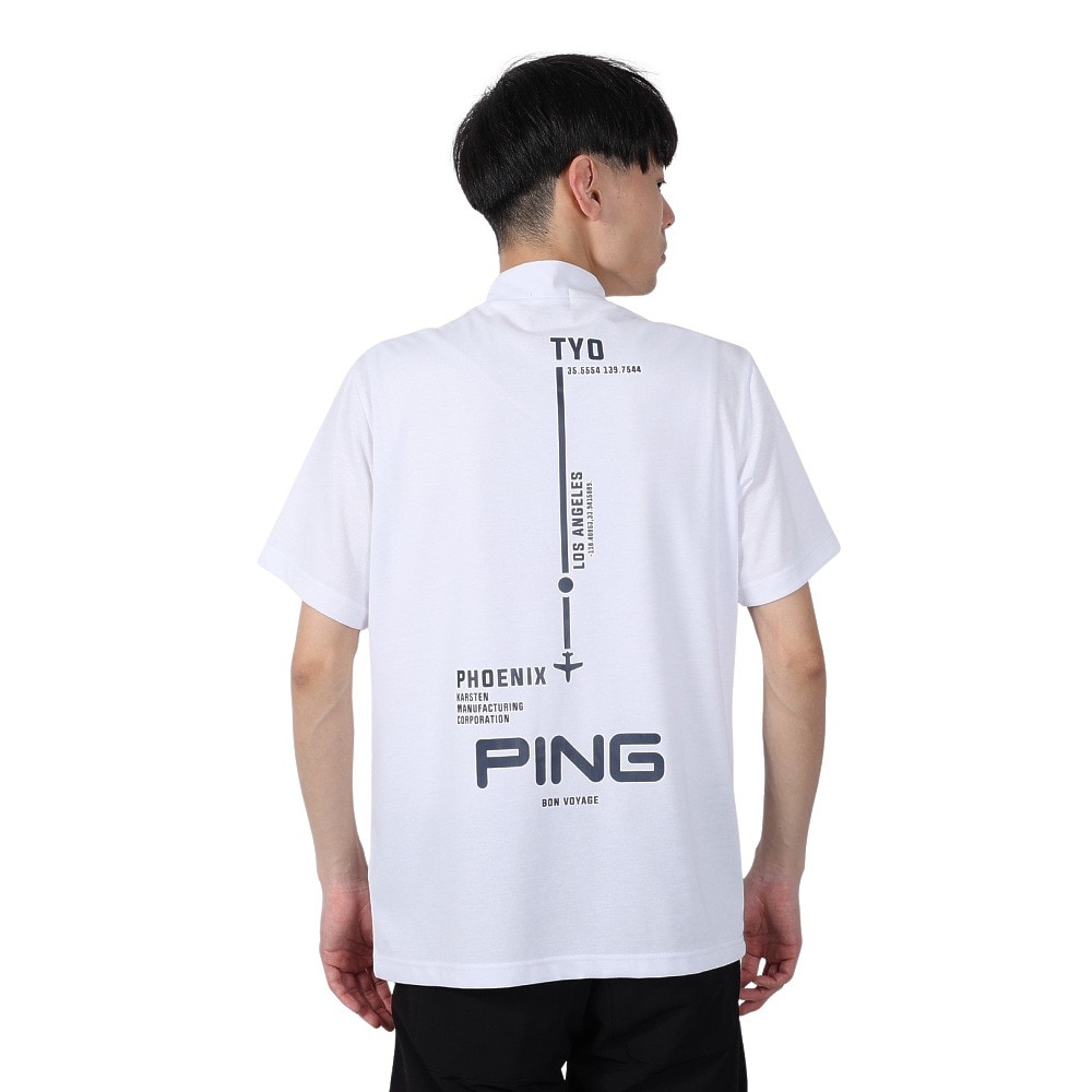 ピン（PING）（メンズ）ゴルフウェア モックネック プレーティング天竺 半袖ハイネックシャツ 621-5167307-030