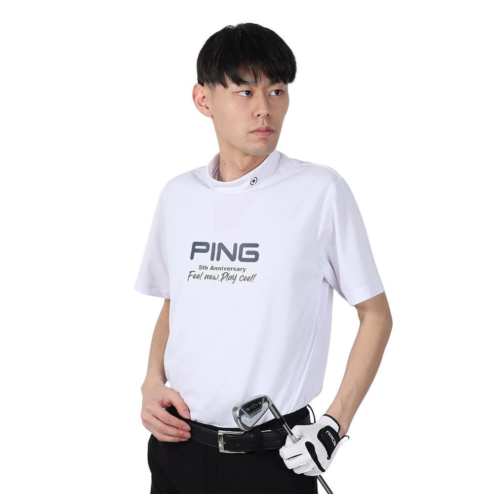 ピン（PING）（メンズ）ゴルフウェア モックネック プレーティング天竺 半袖ハイネックシャツ 621-5167307-030