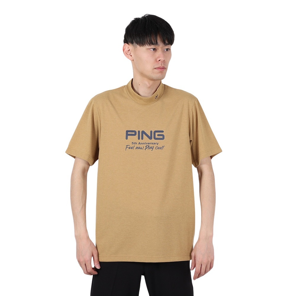 ピン（PING）（メンズ）ゴルフウェア モックネック プレーティング天竺 半袖ハイネックシャツ 621-5167307-040