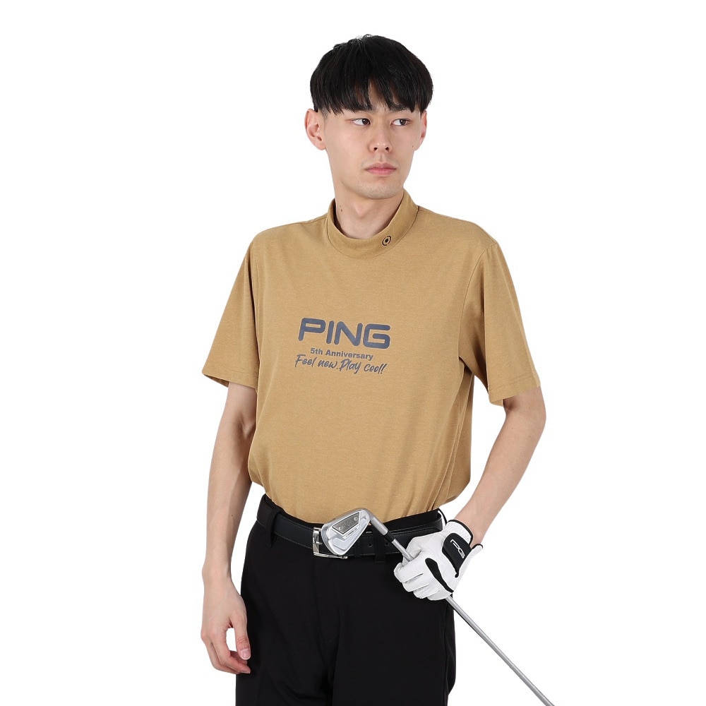 ピン（PING）（メンズ）ゴルフウェア モックネック プレーティング天竺 半袖ハイネックシャツ 621-5167307-040