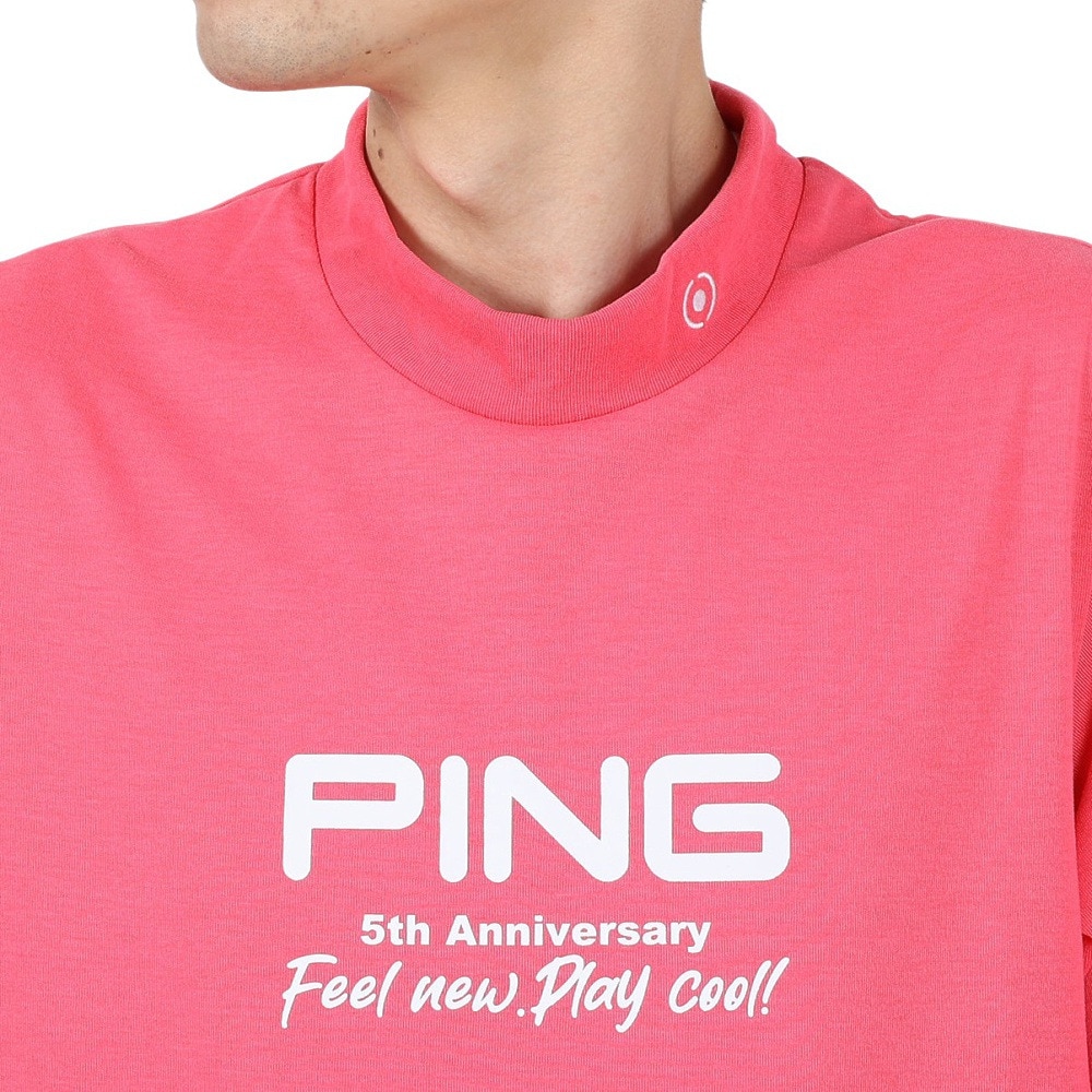 ピン（PING）（メンズ）ゴルフウェア モックネック 半袖 メンズ プレーティング天竺 半袖ハイネックシャツ 621-5167307-090