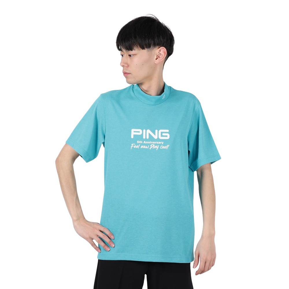ピン（PING）（メンズ）ゴルフウェア モックネック 半袖 メンズ プレーティング天竺 半袖ハイネックシャツ 621-5167307-110