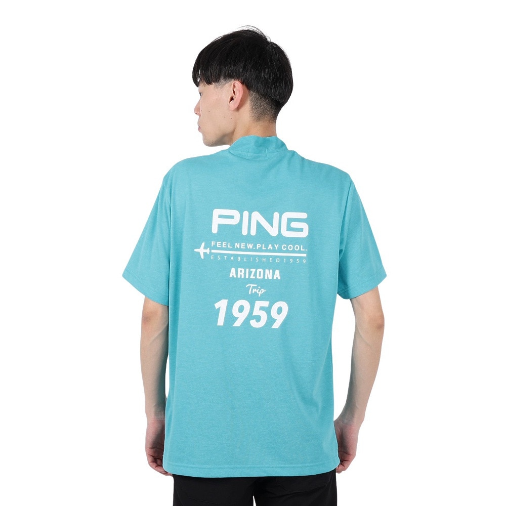 ピン（PING）（メンズ）ゴルフウェア モックネック 半袖 メンズ プレーティング天竺 半袖ハイネックシャツ 621-5167307-110