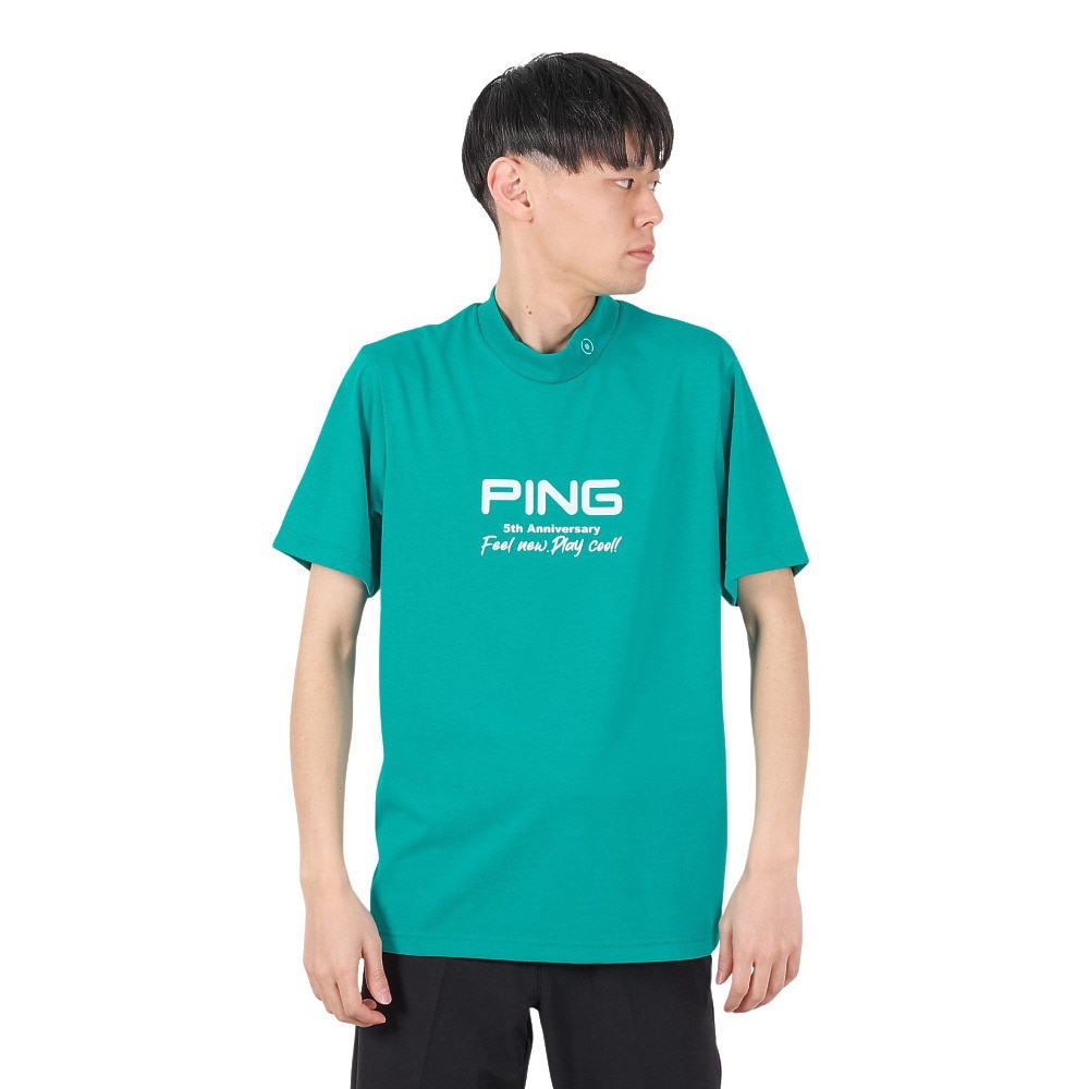 ピン（PING）（メンズ）ゴルフウェア モックネック 半袖 メンズ プレーティング天竺 半袖ハイネックシャツ 621-5167307-111