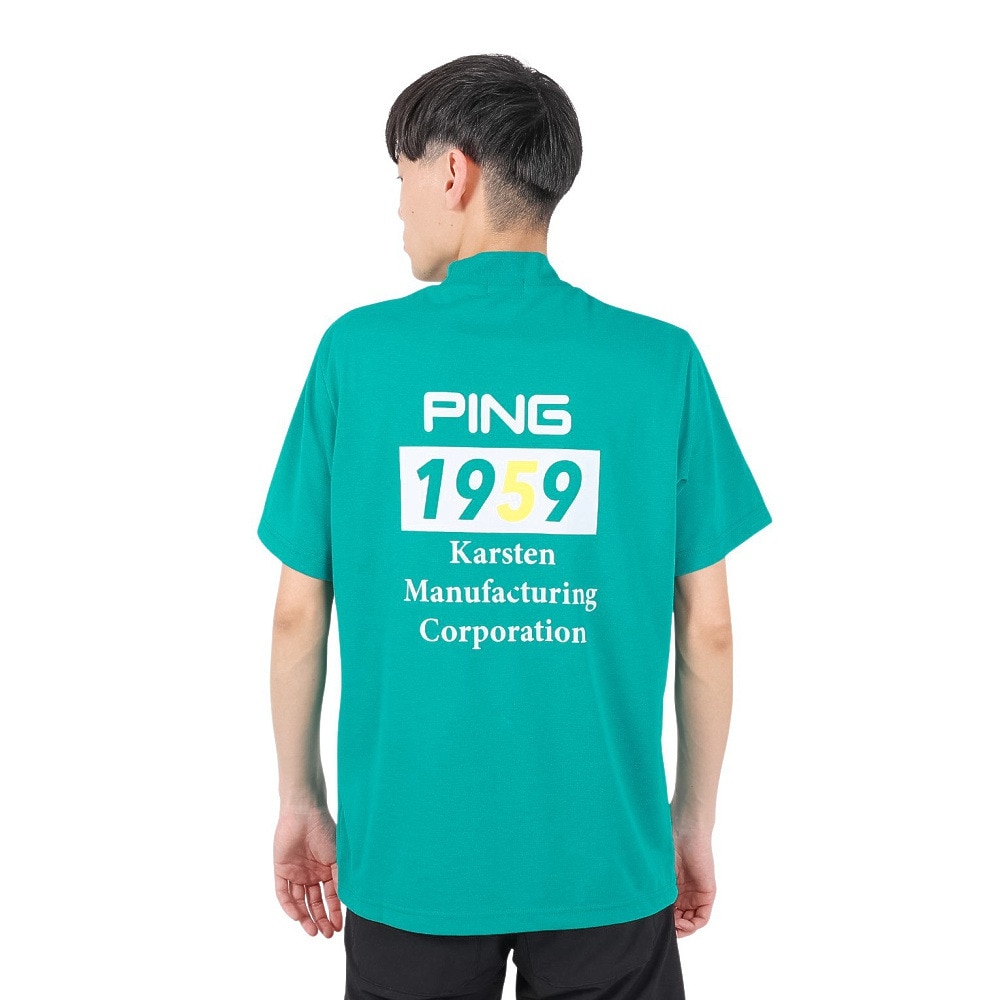 ピン（PING）（メンズ）ゴルフウェア モックネック 半袖 メンズ プレーティング天竺 半袖ハイネックシャツ 621-5167307-111