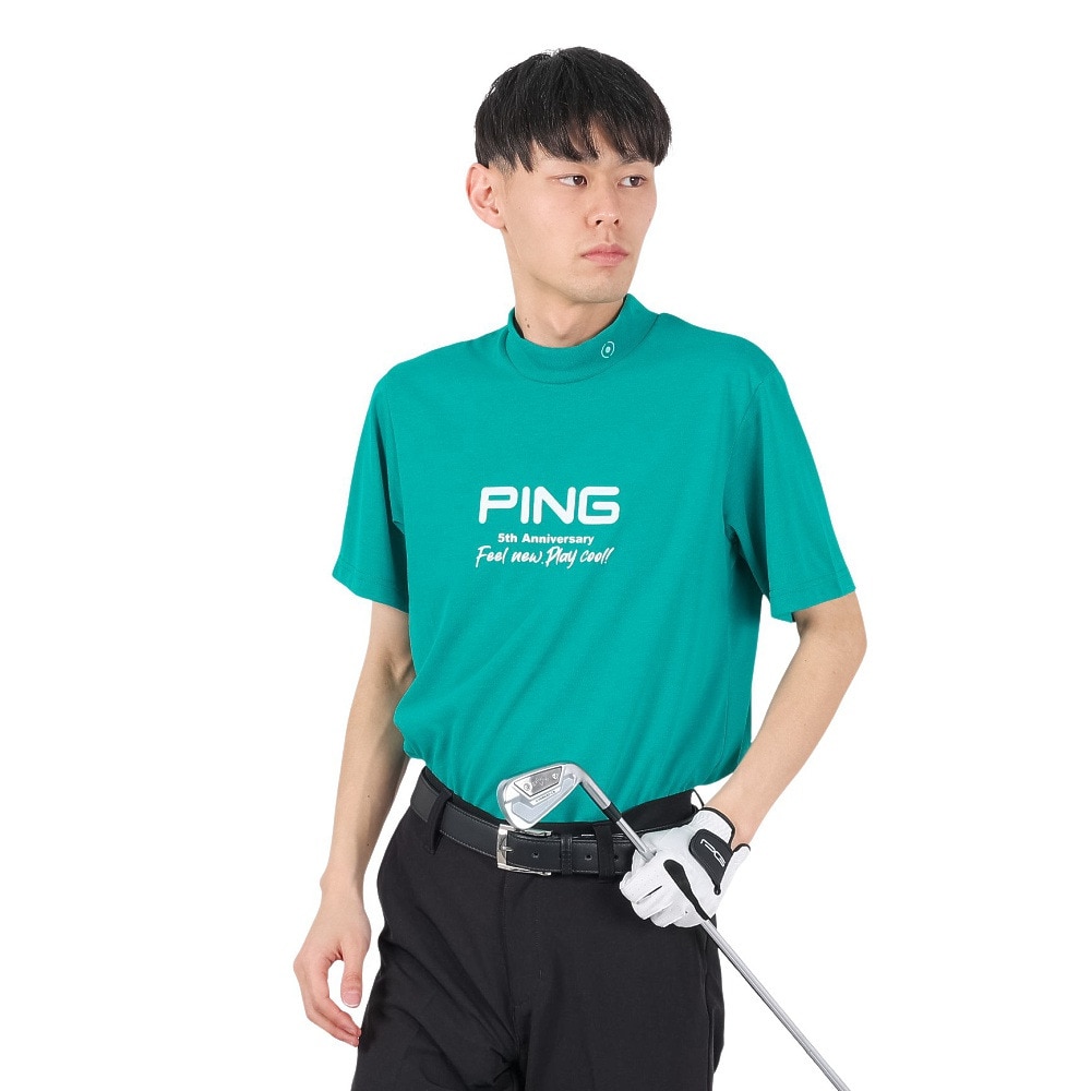 ピン（PING）（メンズ）ゴルフウェア モックネック 半袖 メンズ プレーティング天竺 半袖ハイネックシャツ 621-5167307-111