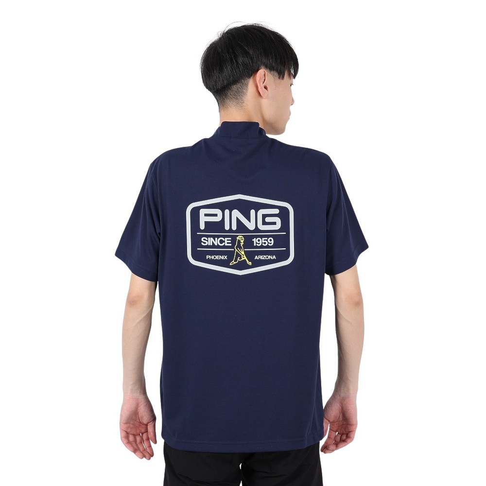 ピン（PING）（メンズ）ゴルフウェア モックネック プレーティング天竺 半袖ハイネックシャツ 621-5167307-120