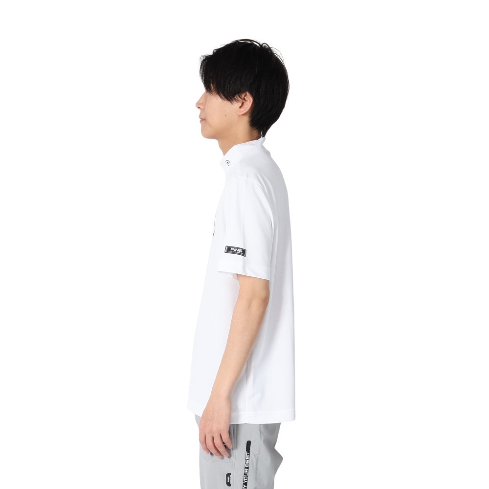 ピン（PING）（メンズ）ゴルフウェア 速乾 軽量 サンベール 鹿の子 半袖ハイネックシャツ 621-5167211-030