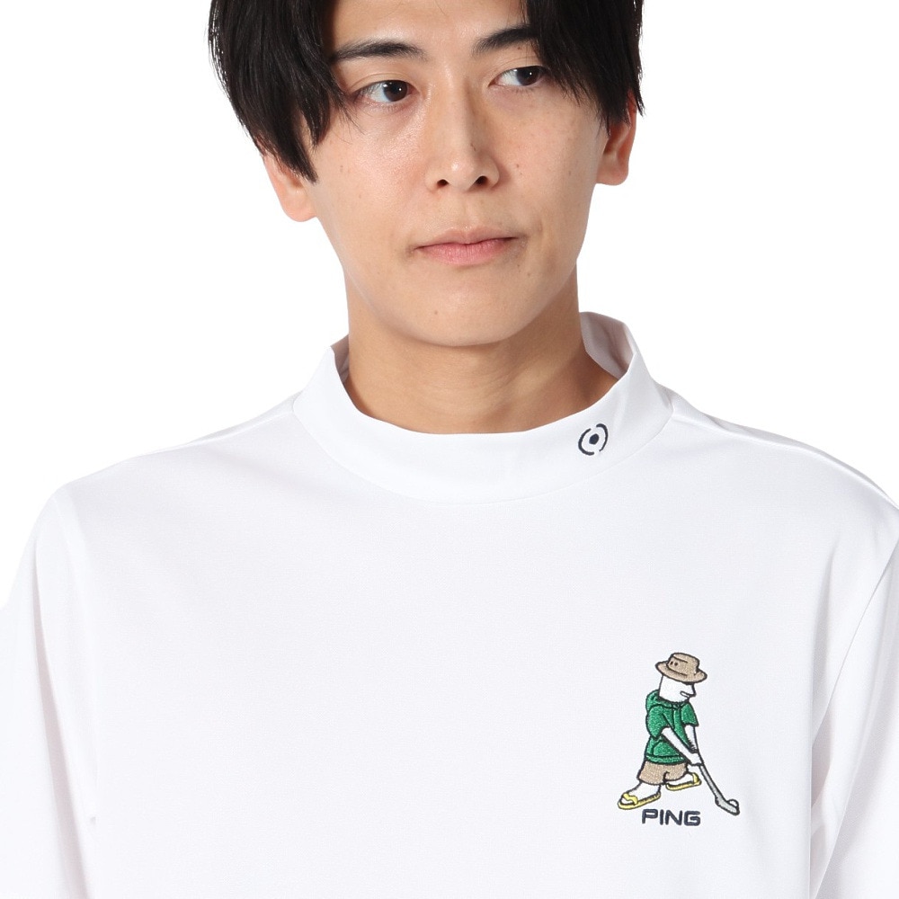 ピン（PING）（メンズ）ゴルフウェア 速乾 軽量 サンベール 鹿の子 半袖ハイネックシャツ 621-5167211-030
