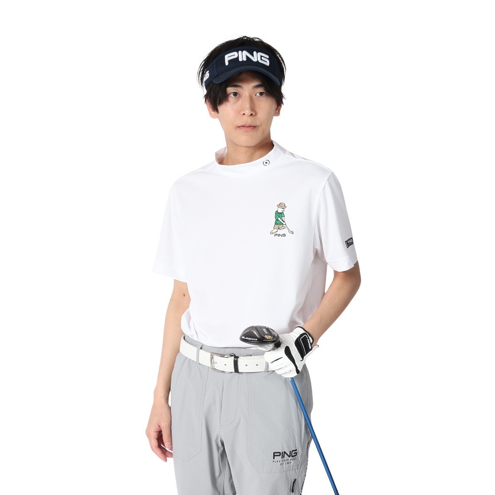 ピン（PING）（メンズ）ゴルフウェア 速乾 軽量 サンベール 鹿の子 半袖ハイネックシャツ 621-5167211-030