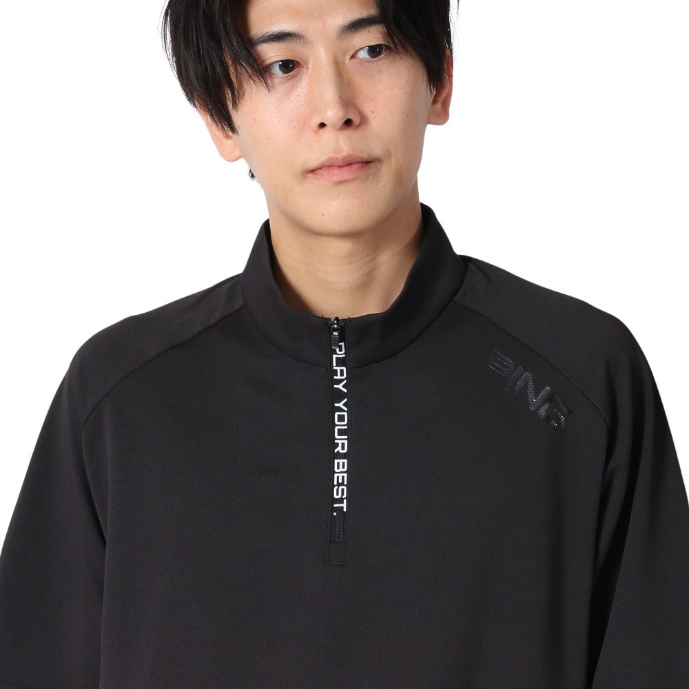 ピン（PING）（メンズ）ゴルフウェア 速乾 ダブルメッシュ 半袖ハイネックシャツ 621-5167213-010