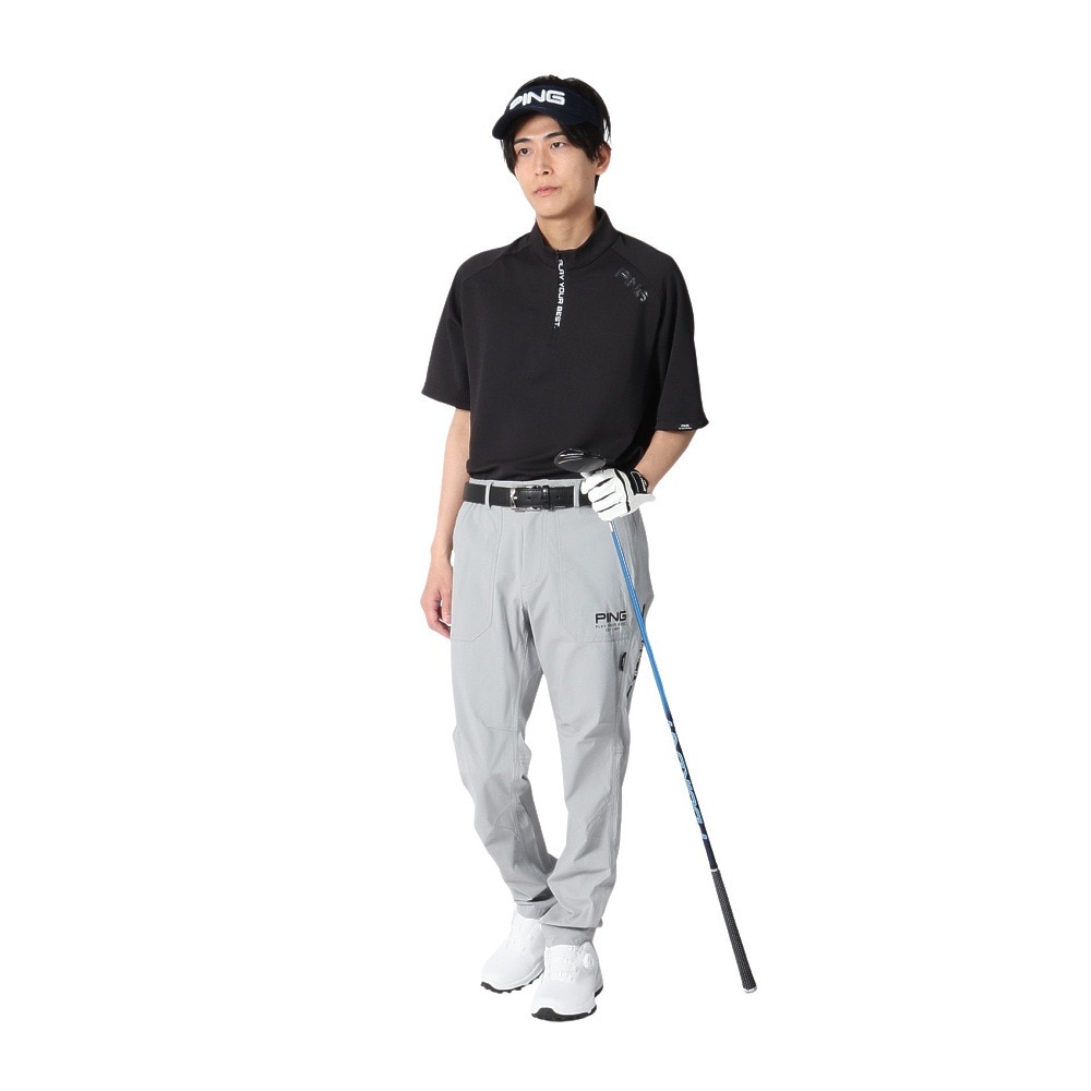 ピン（PING）（メンズ）ゴルフウェア 速乾 ダブルメッシュ 半袖ハイネックシャツ 621-5167213-010