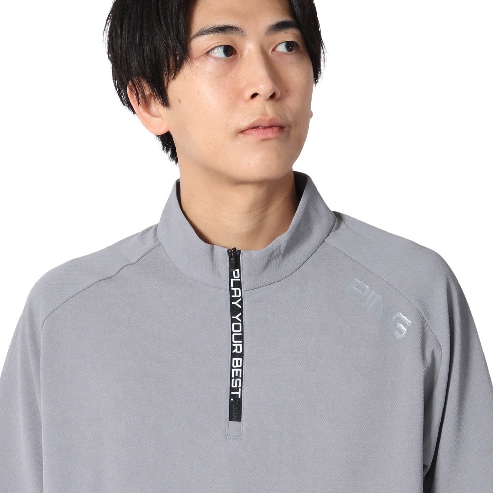ピン（PING）（メンズ）ゴルフウェア 速乾 ダブルメッシュ 半袖ハイネックシャツ 621-5167213-020