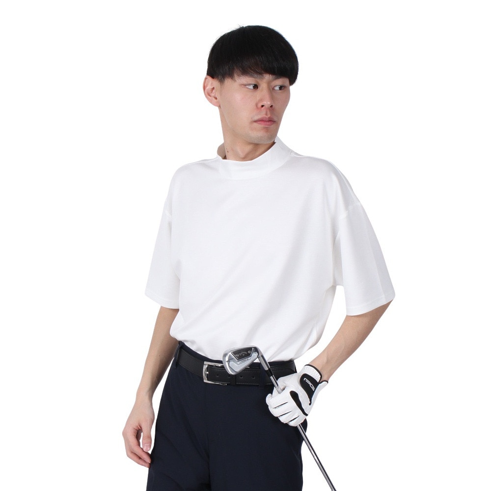 シルバースコット845（SILVERSCOTT845）（メンズ）ゴルフウェア 吸湿発熱 半袖 モックネック シャツ SS24FWT012 WHT