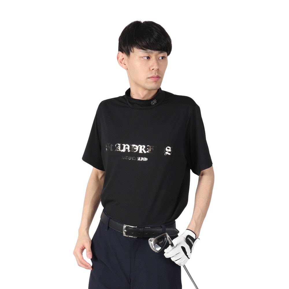 セントアンドリュース（ST.ANDREWS）（メンズ）モックネック ゴルフ カチオンポリエステル ベア天竺 半袖ハイネックシャツ 042-5167351-010