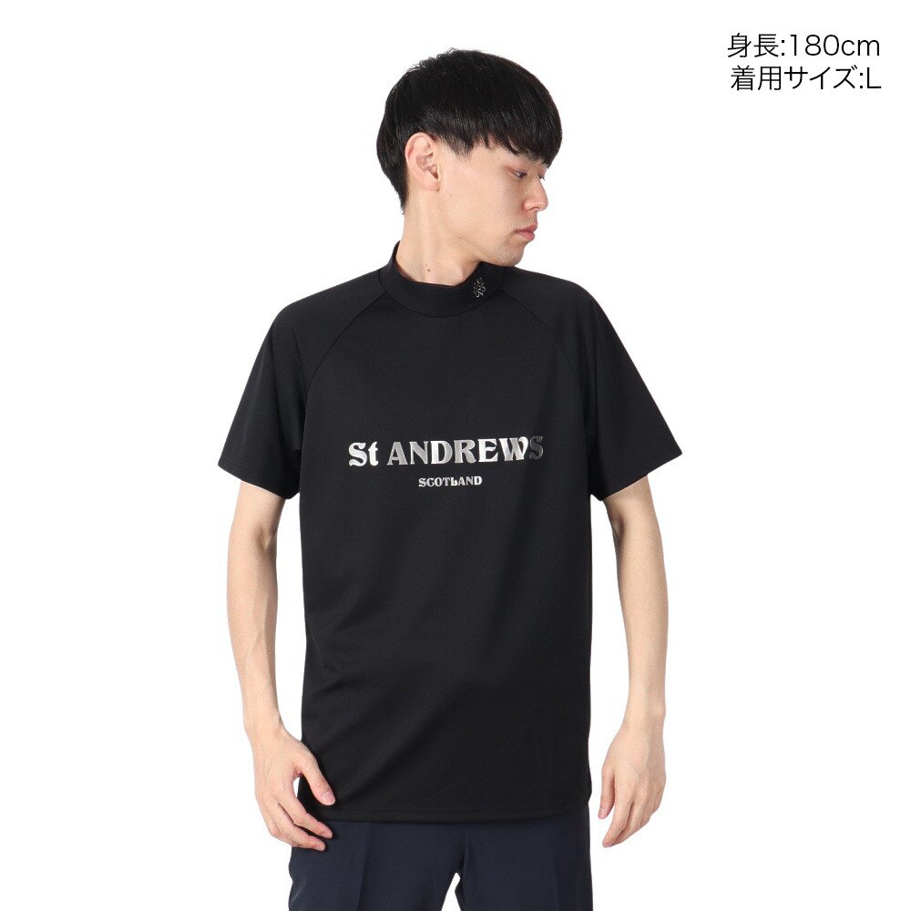 セントアンドリュース（ST.ANDREWS）（メンズ）モックネック ゴルフ 半袖 梨地調半袖ハイネックシャツ 042-5167401-010
