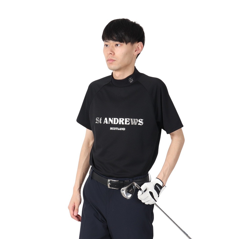 セントアンドリュース（ST.ANDREWS）（メンズ）モックネック ゴルフ 半袖 梨地調半袖ハイネックシャツ 042-5167401-010