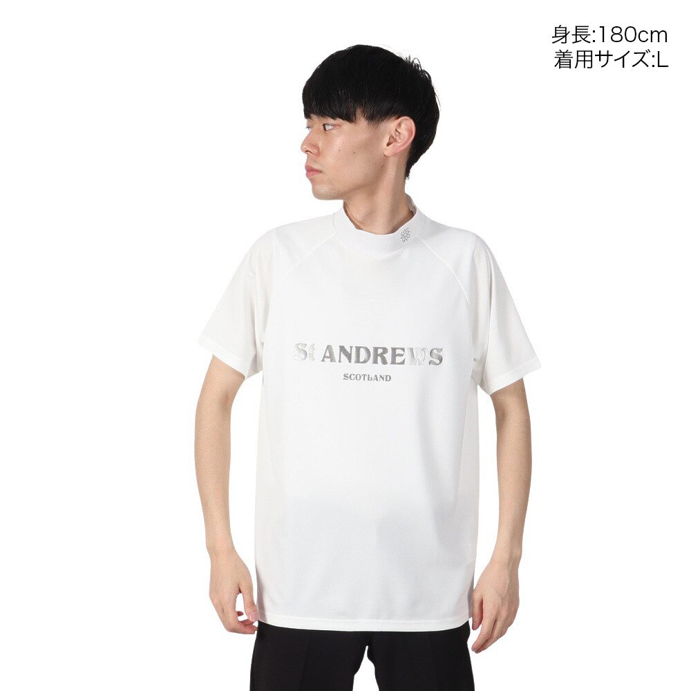 セントアンドリュース（ST.ANDREWS）（メンズ）モックネック ゴルフ 半袖 梨地調半袖ハイネックシャツ 042-5167401-030