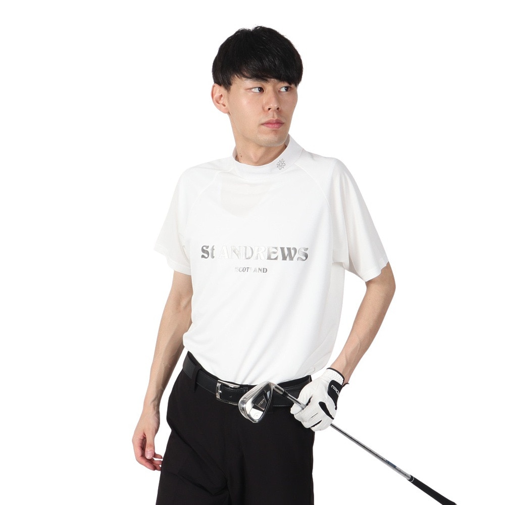 セントアンドリュース（ST.ANDREWS）（メンズ）モックネック ゴルフ 半袖 梨地調半袖ハイネックシャツ 042-5167401-030