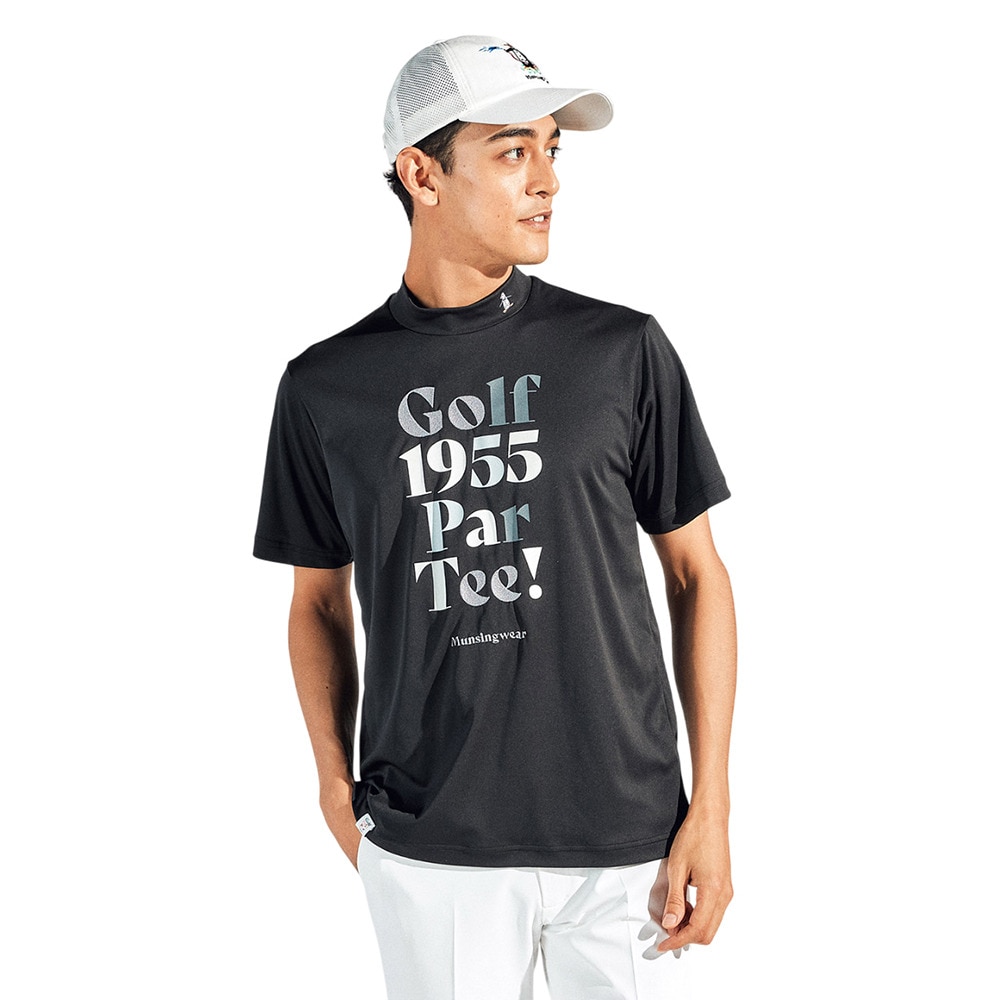 マンシングウエア（MUNSING WEAR）（メンズ）モックネック ゴルフ 半袖 サンスクリーンモックネック半袖シャツ MG5SHS55M BK00